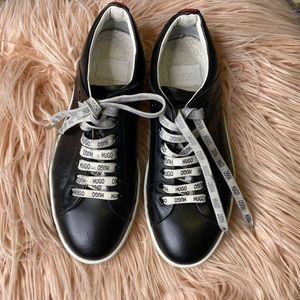 Hugo Boss Womens Leather Lace Up Sneakers Size 37